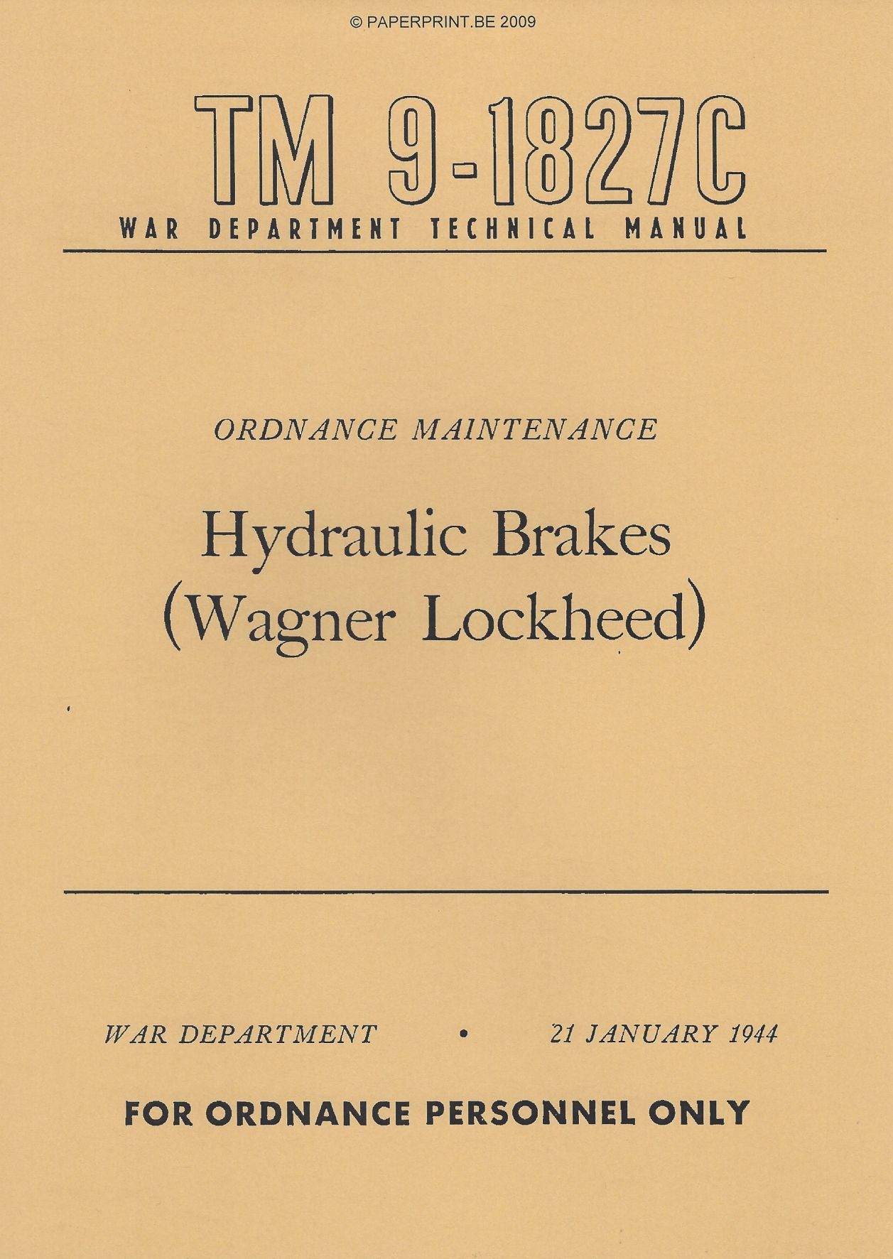 TM 9-1827C US HYDRAULIC BRAKES (WAGNER LOCKHEED)